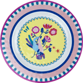 Set of 6 Melamine Dinner Plates - Hand of Flower - Mamma Mia - Baci Milano